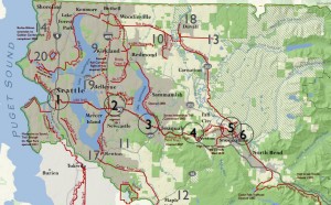 Western portion of Greenway trails map