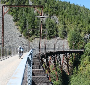 Bicyclists get stunning views from trestles on John Wayne Pioneer Trail.