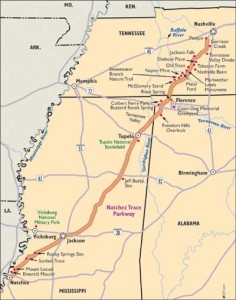 Map of Natchez Trail Parkway