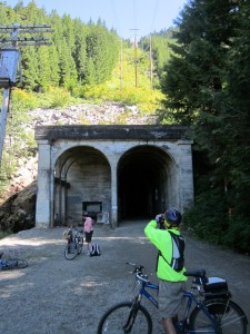 Visitors to Snoqualmie Tunnel after it reopened in 2011.