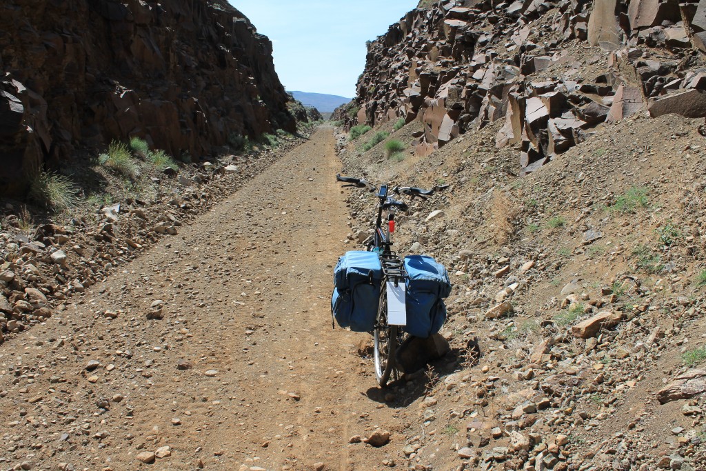 Old railroad cut on John Wayne Pioneer Trail east of Ellensburg